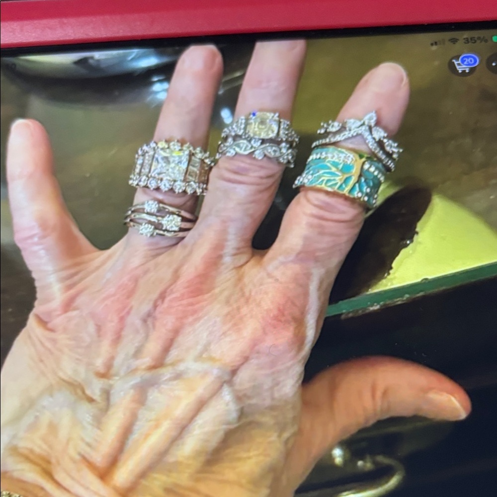3 rings in this previous bundle, ring finger large cz ring left,